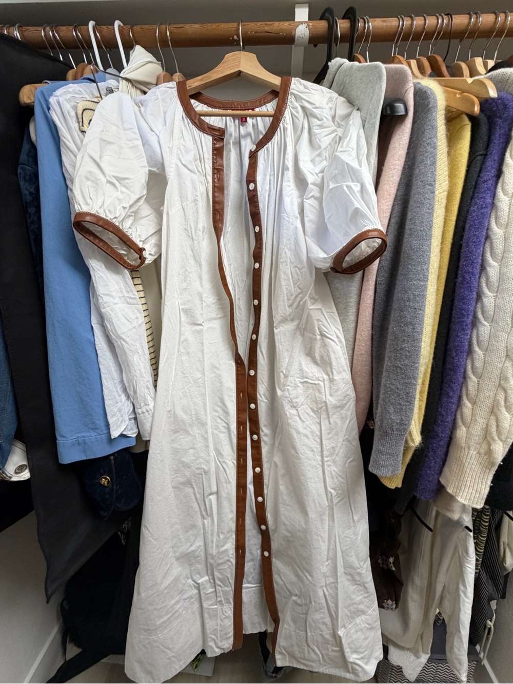 STAUD White Top with Brown Trim and Red Logo